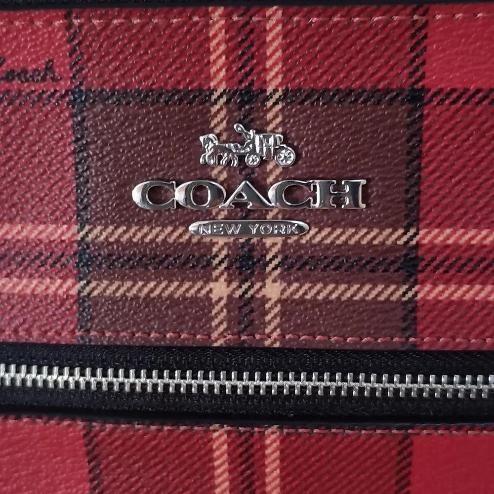Coach Rowan File Bag With Tartan Plaid Print
